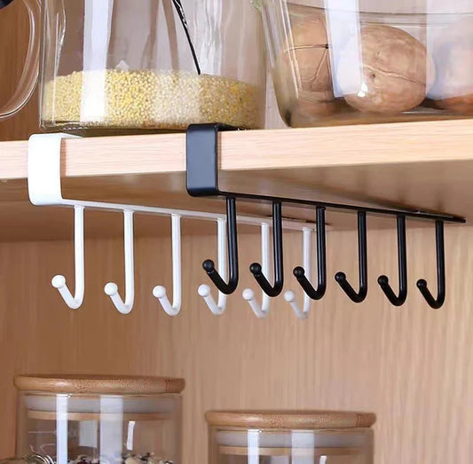6 Hooks Metal Hanger For Kitchen, Mug Cup Storage