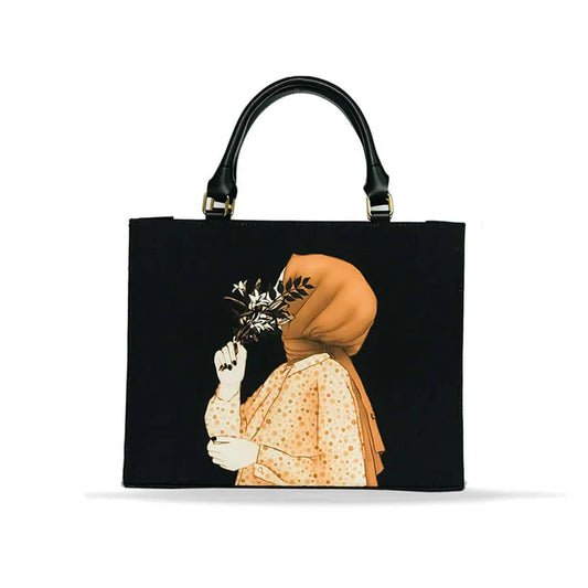 Hijab Girl Black Canvas Tote Bag