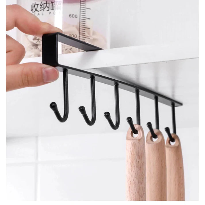 6 Hooks Metal Hanger For Kitchen, Mug Cup Storage